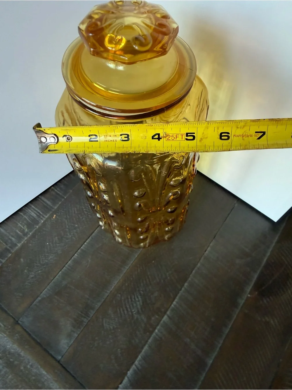 Vintage Amber Glass Jar, Amber Decorative Canister with Lid, cookie jar